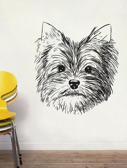 impression wall cute dog face wall sticker - 13601205 - Very Small Image - 1