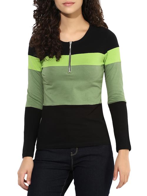 zipper detail color block top - 13601825 - Very Small Image - 1