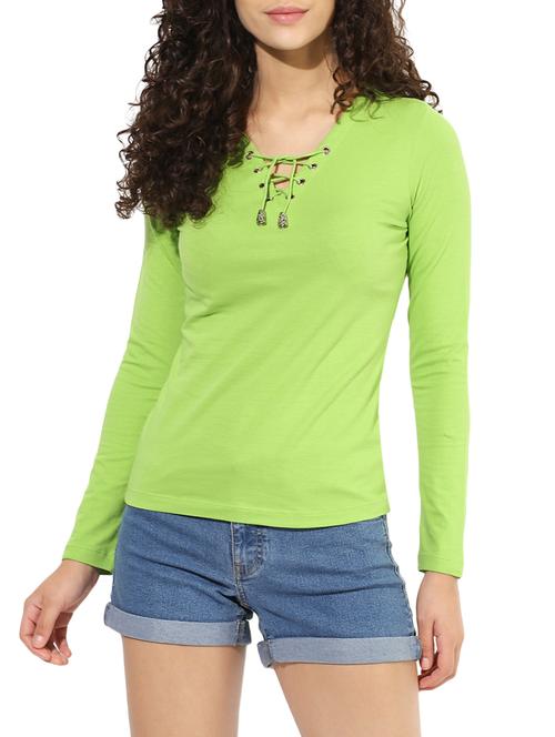 eyelet detail lace-up top - 13601833 - Very Small Image - 1