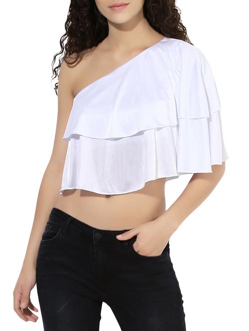 single shoulder layered crop top - 13601836 - Very Small Image - 1