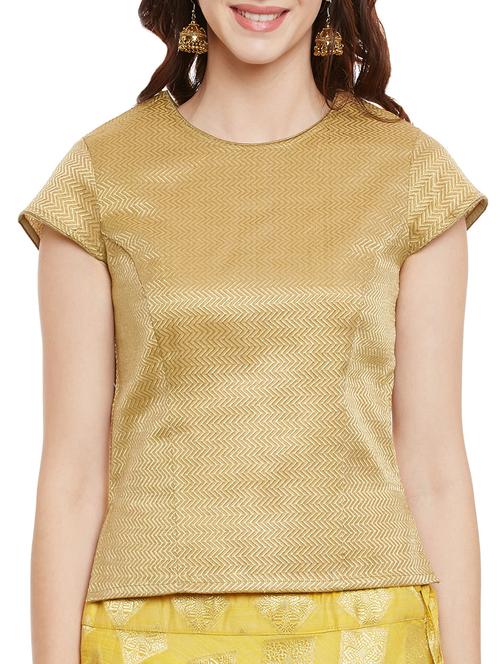 solid golden silk blend top - 13601905 - Very Small Image - 1