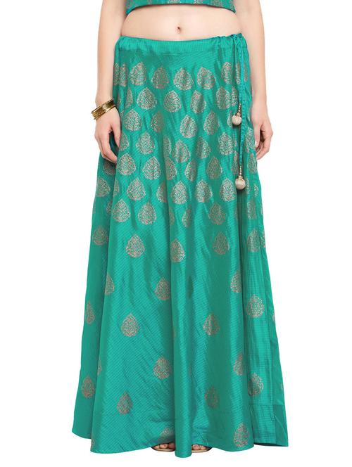 green silk blend maxi skirt - 13601910 - Very Small Image - 1