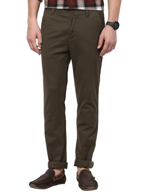 brown cotton flat front trousers casual trouser - 13605582 - Very Small Image - 1