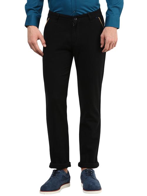 black cotton chinos casual trousers - 13605617 - Very Small Image - 1