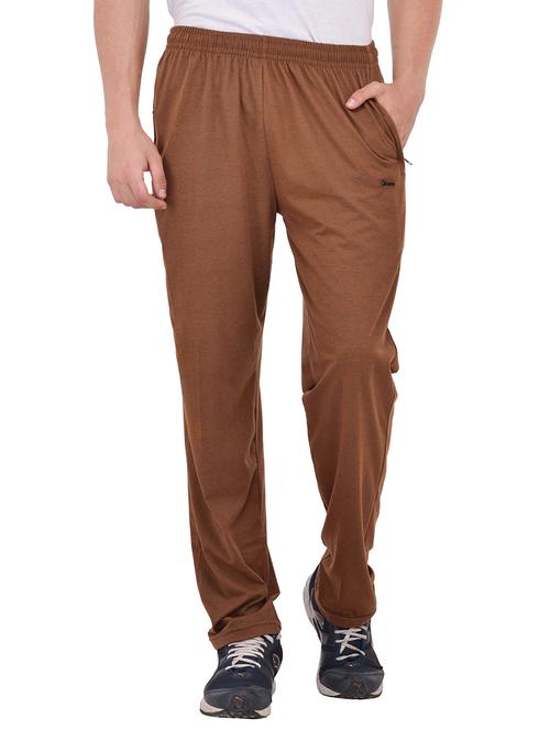 brown cotton full length track pant - 13607079 - Very Small Image - 1