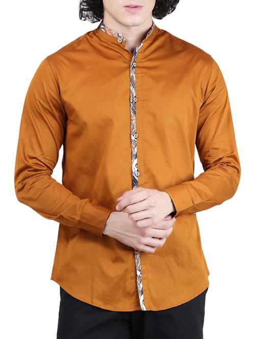 orange cotton casual shirt - 13607331 - Very Small Image - 1
