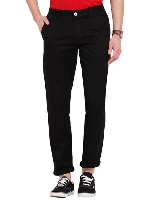 black cotton chinos casual trousers - 13648422 - Very Small Image - 1