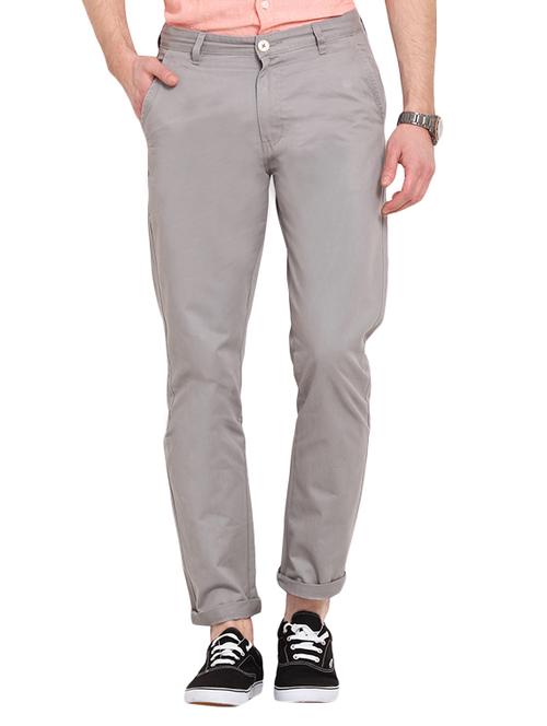 grey cotton chinos casual trousers - 13648437 - Very Small Image - 1