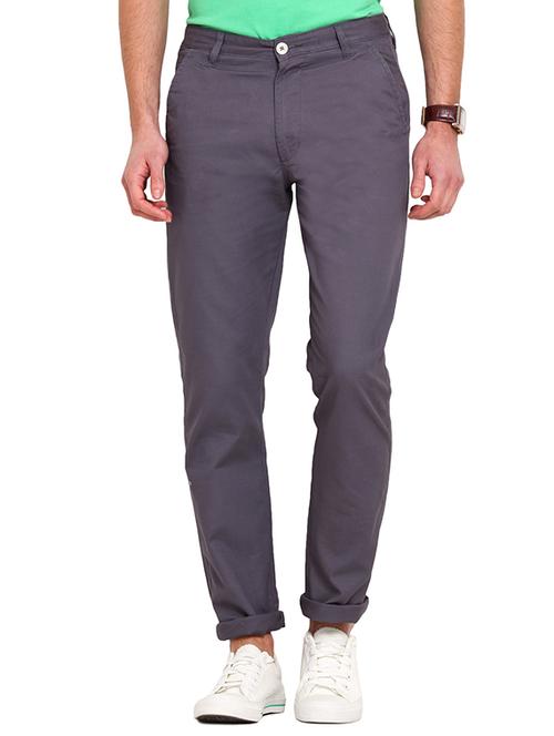 grey cotton chinos casual trousers - 13648449 - Very Small Image - 1