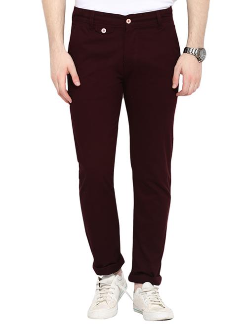 red cotton chinos casual trousers - 13648513 - Very Small Image - 1