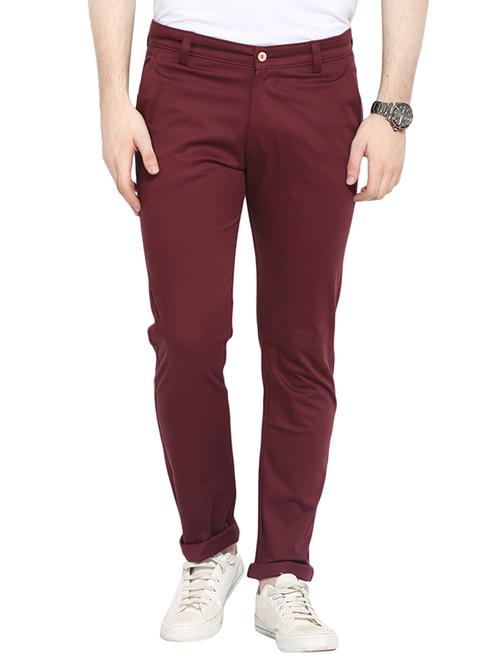 red cotton chinos casual trousers - 13648520 - Very Small Image - 1