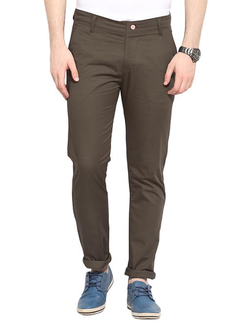 brown cotton chinos casual trousers - 13648521 - Very Small Image - 1
