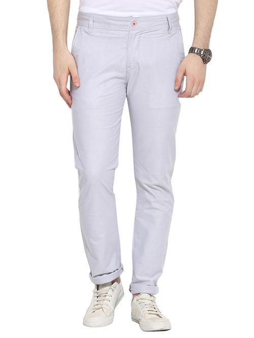 grey cotton chinos casual trousers - 13648527 - Very Small Image - 1
