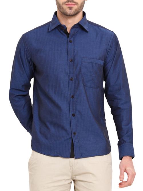 blue cotton casual shirt - 13648613 - Very Small Image - 1