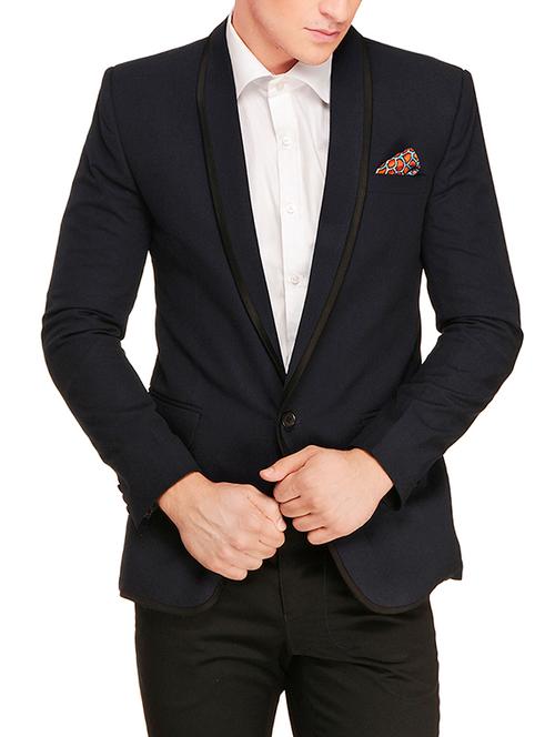 navy blue polyester formal blazer - 13648821 - Very Small Image - 1