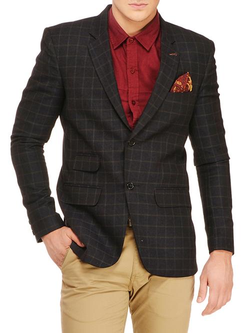 navy blue polyester formal blazer - 13648835 - Very Small Image - 1
