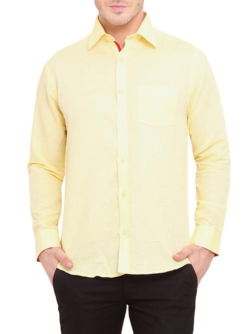 yellow cotton casual shirt - 13648891 - Very Small Image - 1