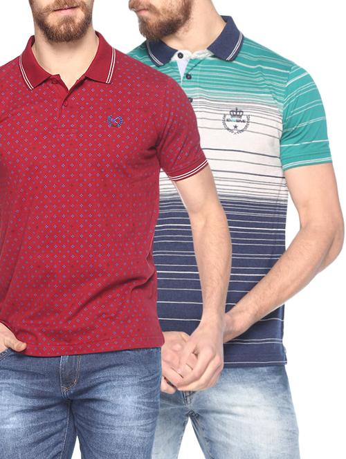 red and blue polo t-shirt combo - 13651391 - Very Small Image - 1