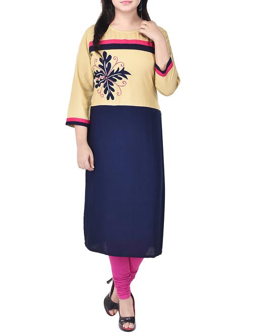 multi colored rayon printed straight kurta - 13652385 - Very Small Image - 1