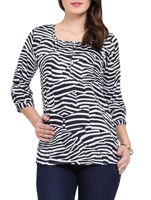 black printed poly crepe straight top - 13653658 - Very Small Image - 1