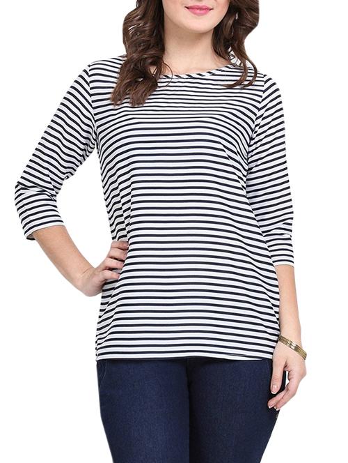 navy blue striped poly straight tee - 13653662 - Very Small Image - 1