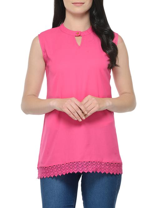 pink poly crepe straight top - 13653666 - Very Small Image - 1
