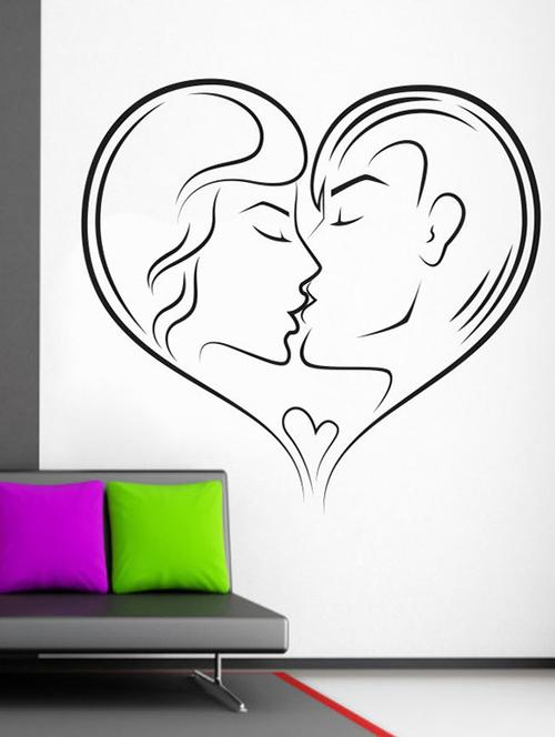 impression wall couple in heart wall sticker - 13653880 - Very Small Image - 1
