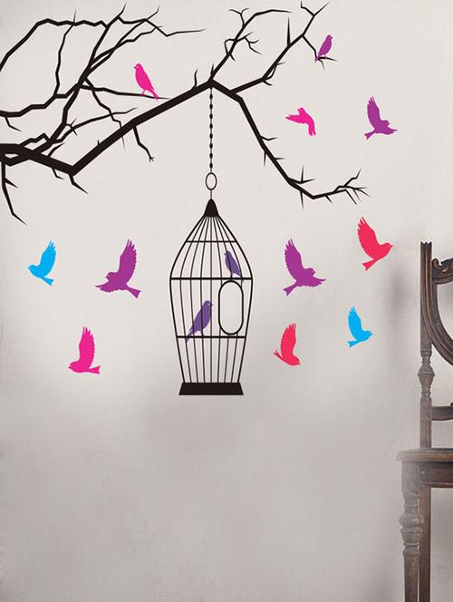 impression wall birds and cage wall sticker - 13653951 - Very Small Image - 1
