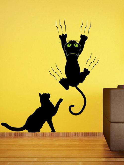 impression wall cats playing wall sticker - 13654016 - Very Small Image - 1