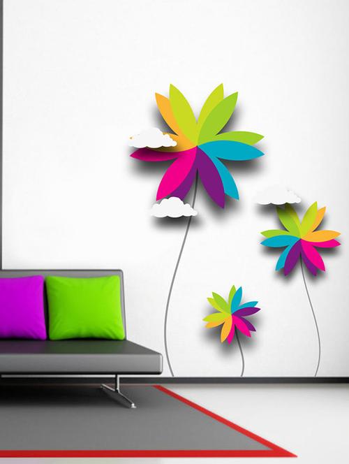 impression wall colorful flowers wall sticker - 13654055 - Very Small Image - 1