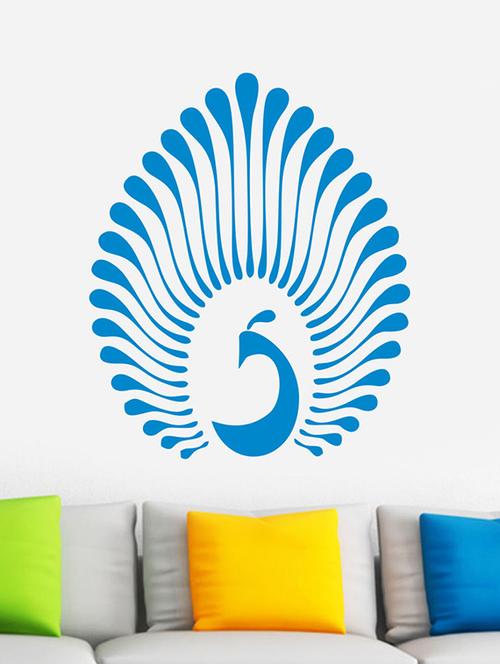 impression wall blue peacock pvc wall stickers - 13654447 - Very Small Image - 1