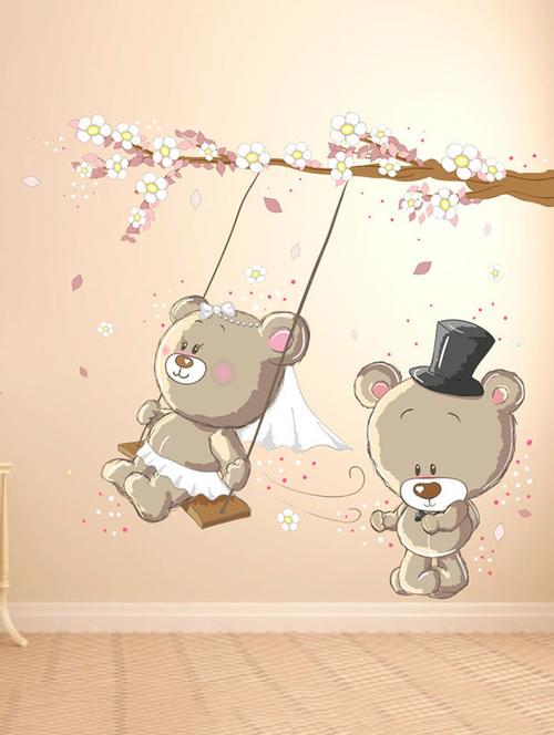 impression wall teddy's playing pvc wall stickers - 13654458 - Very Small Image - 1