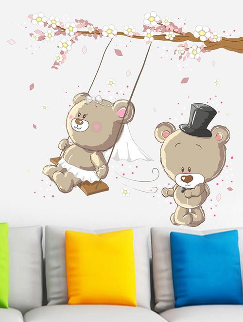 impression wall teddy's playing pvc wall stickers - 13654481 - Very Small Image - 1
