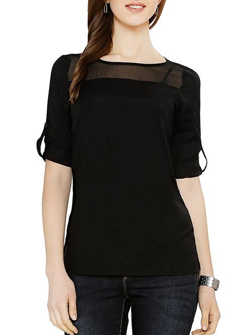 black crepe regular top - 13656738 - Very Small Image - 1