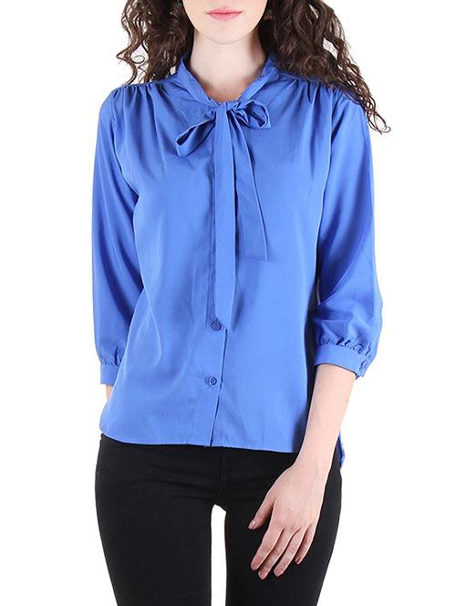blue crepe regular shirt - 13656745 - Very Small Image - 1