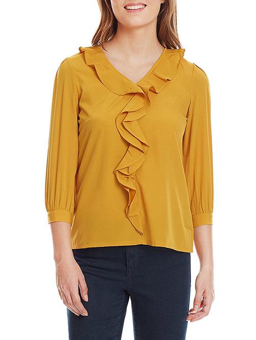 yellow viscose ruffle top - 13656747 - Very Small Image - 1