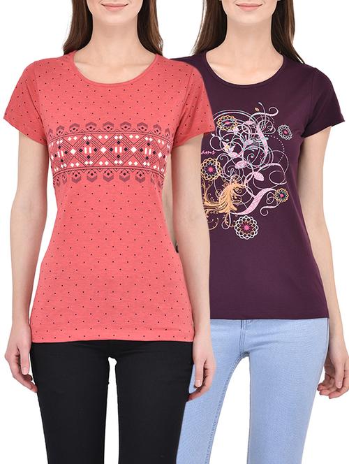 set of 2 multi colored cotton regular tees - 13656806 - Very Small Image - 1