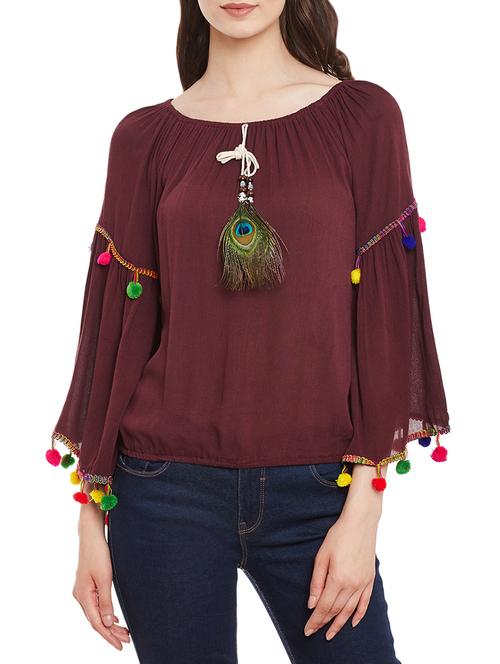 maroon cotton top - 13657095 - Very Small Image - 1