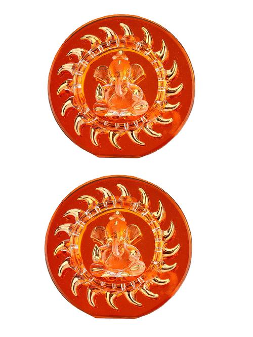 lakshya red blessing ganesha for table top & wall hanging (set of 2) - 13659323 - Very Small Image - 1