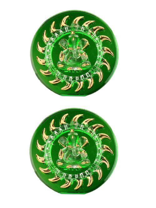 lakshya green blessing ganesha for table top & wall hanging (set of 2) - 13659324 - Very Small Image - 1