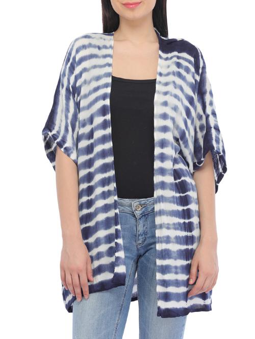 blue printed rayon regular shrug - 13659734 - Very Small Image - 1