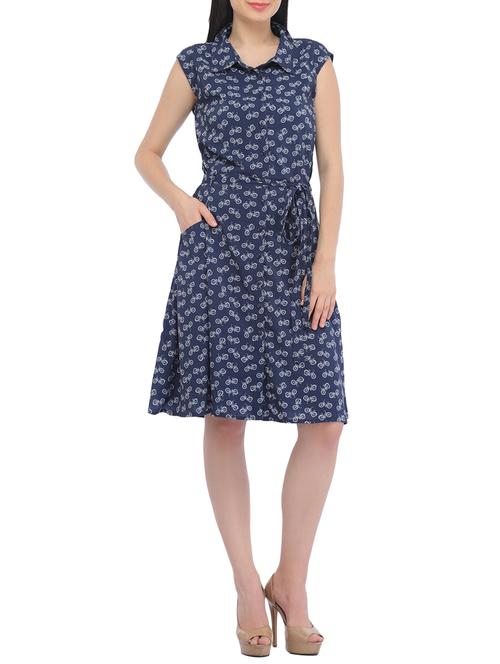 navy blue printed shirt dress - 13659736 - Very Small Image - 1