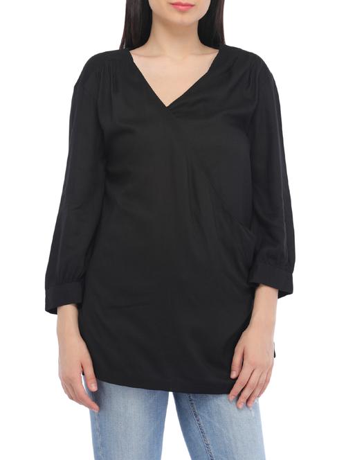 black viscose regular top - 13659764 - Very Small Image - 1