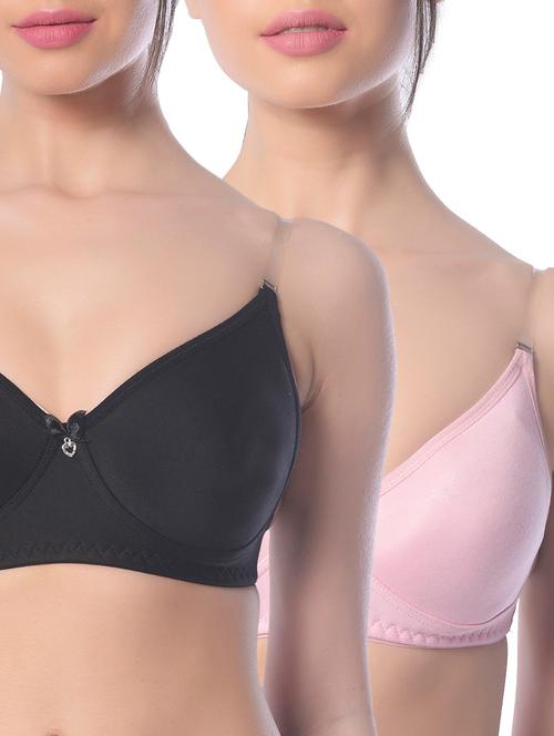 set of 2 multi colored cotton backless bras - 13659939 - Very Small Image - 1