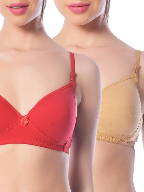 set of 2 multi colored cotton t-shirt bras - 13659979 - Very Small Image - 1