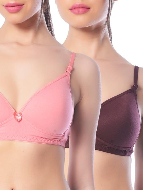set of 2 multi colored cotton t-shirt bras - 13659981 - Very Small Image - 1