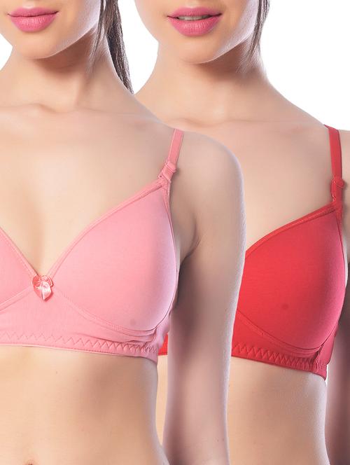 set of 2 multi colored cotton t-shirt bras - 13659984 - Very Small Image - 1