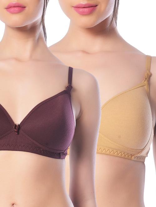 set of 2 multi colored cotton t-shirt bras - 13659985 - Very Small Image - 1