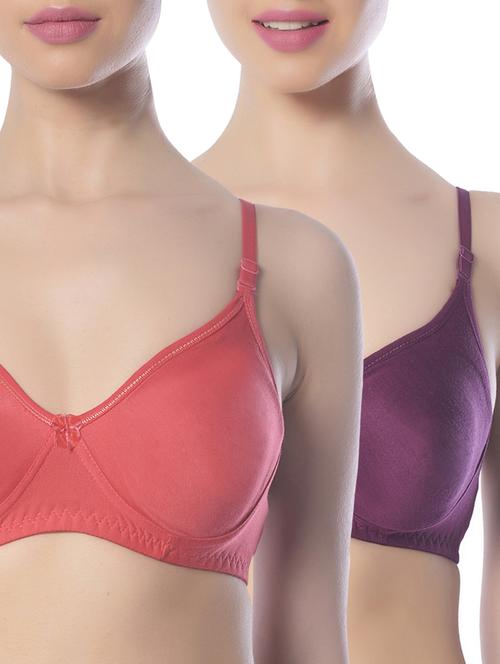 set of 2 multi colored cotton regular bras - 13659994 - Very Small Image - 1