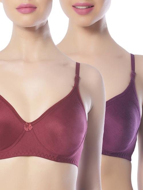 set of 2 multi colored cotton regular bras - 13659995 - Very Small Image - 1